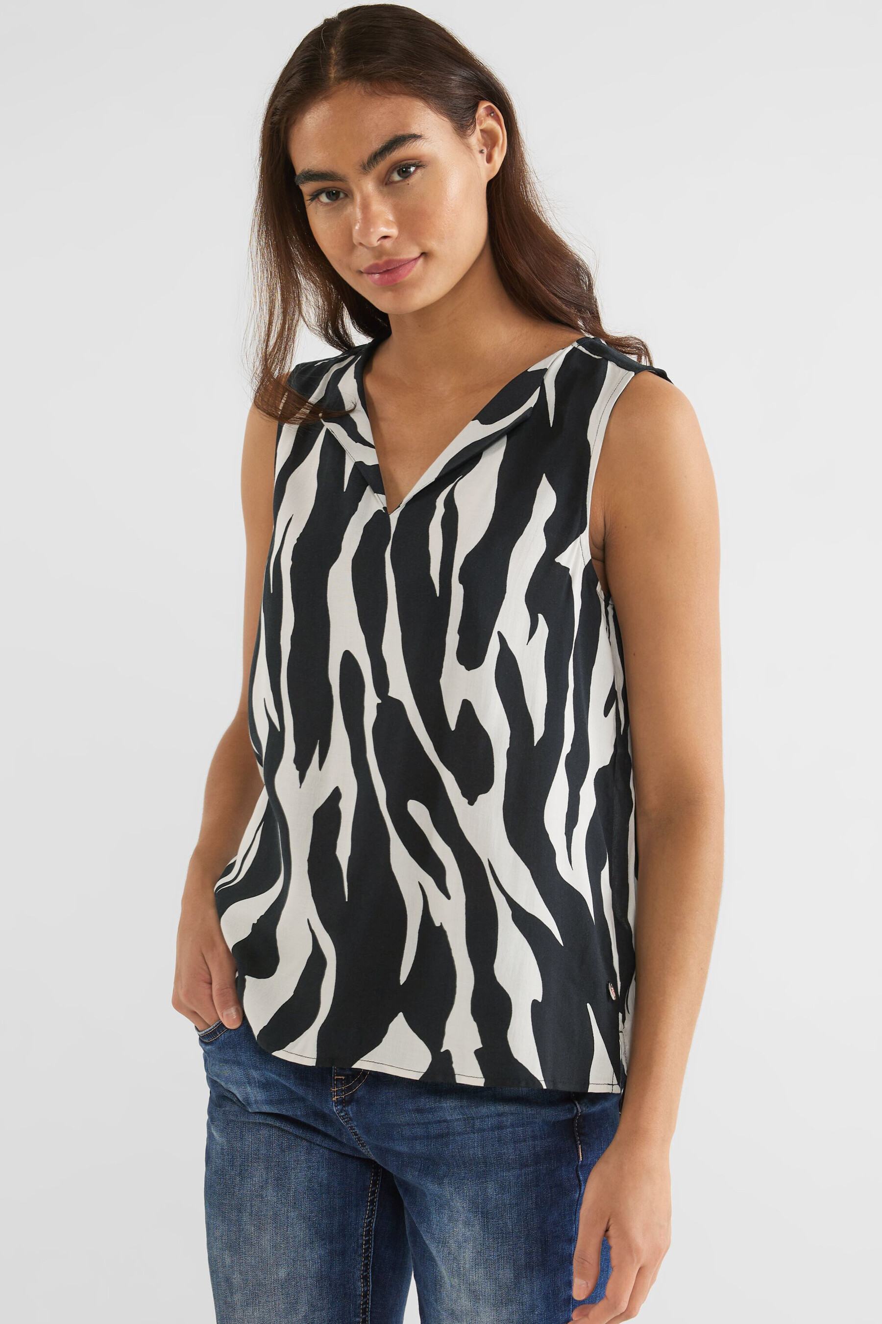 Blouse zonder mouwen Zwart STREET ONE A343956 20001 BLACK POINTCARRE